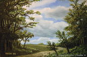 Landscape oil painting entitled 'Path Out Of The Woods' by John O'Keefe