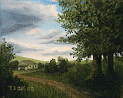 Landscape oil painting entitled 'The Road Home' by John O'Keefe